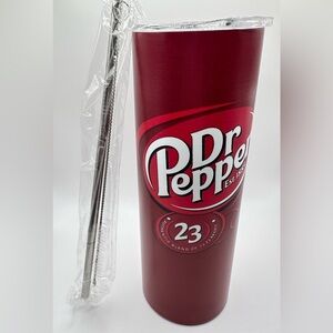 20 oz Stainless Steel Tumbler Dr. Pepper comes with straw